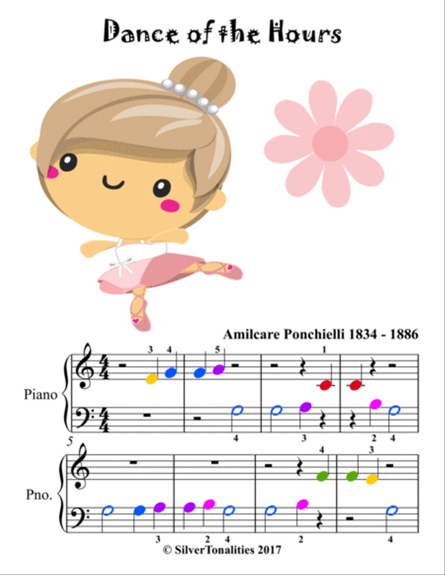 Dance of the Hours Beginner Piano Sheet Music with Colored Notation Piano Method scores gallery preview page 2