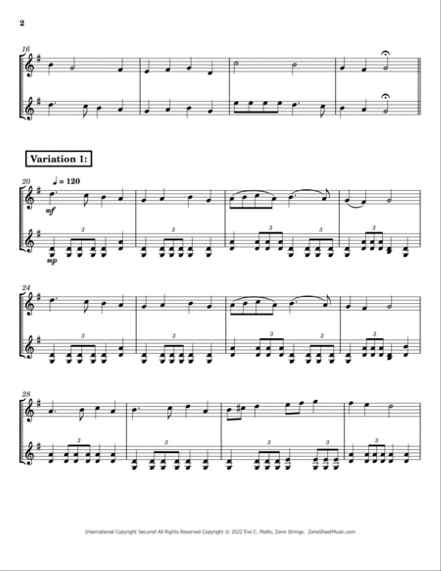 Deck the Halls - Duet for Two Violins String Duet scores gallery preview page 2