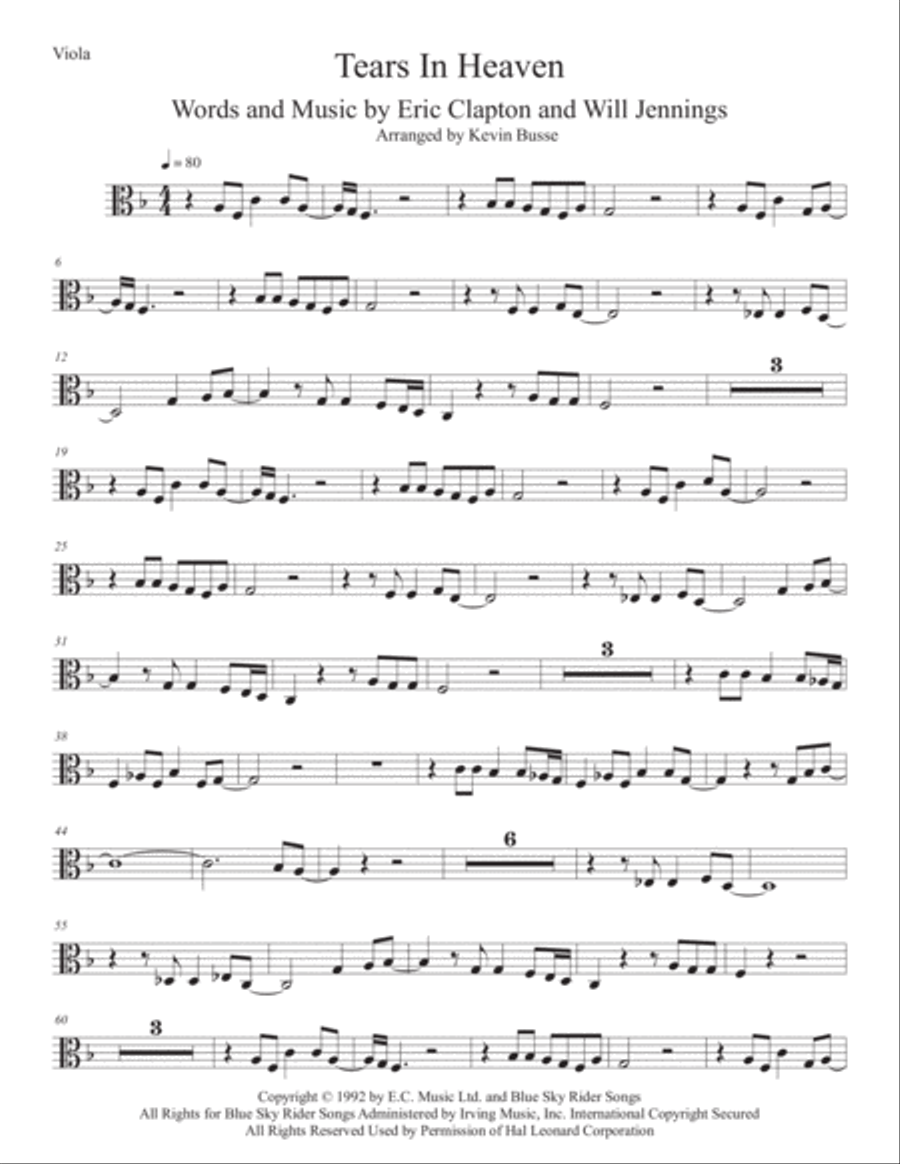 Tears In Heaven Viola Solo scores gallery preview page 1