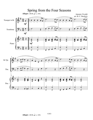 Book cover for Spring from the Four Seasons (Trumpet and Trombone Duet) with piano accompaniment