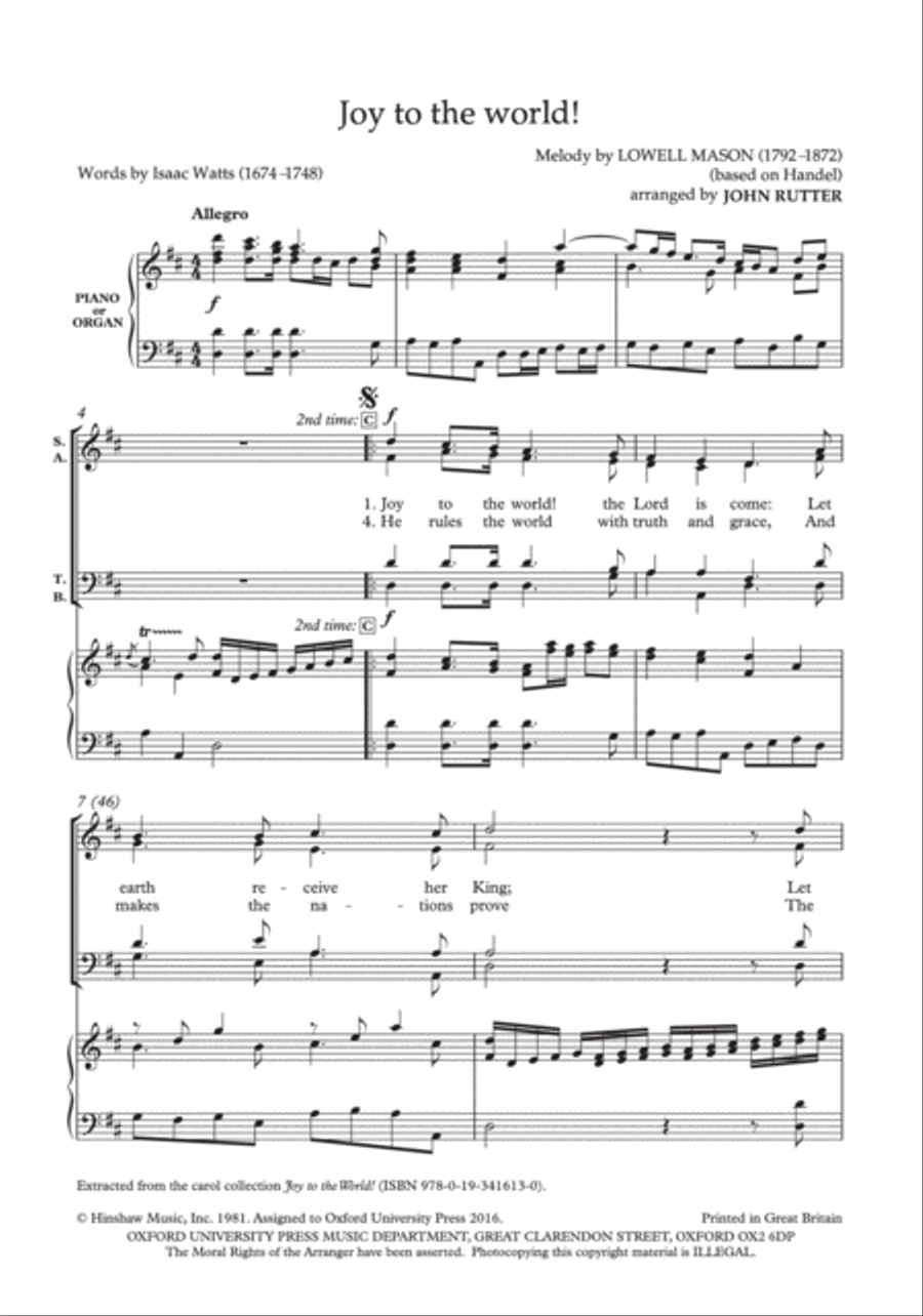 Joy to the world! 4-Part scores gallery preview page 3