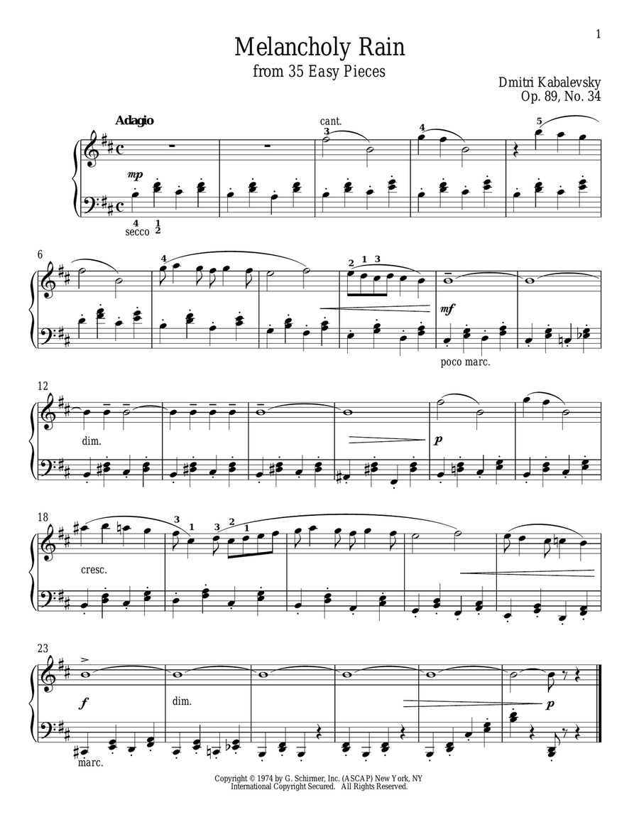 Melancholy Rain, Op. 89, No. 34