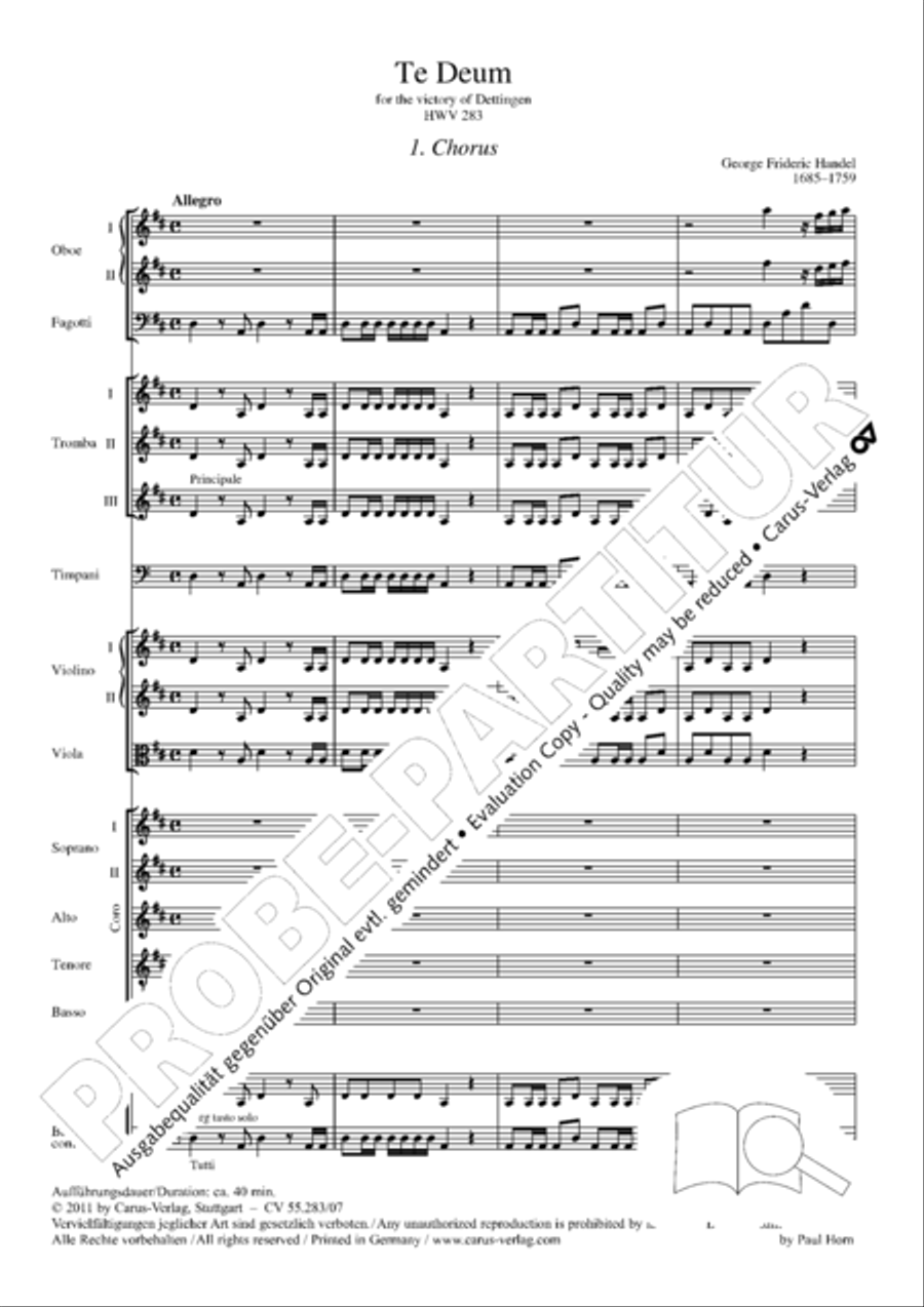Te Deum for the Victory of Dettingen SSATB scores gallery preview page 18