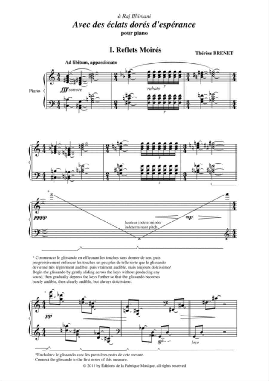 Thérèse Brenet - Avec des éclats dorés d'espérance for piano Piano Solo scores gallery preview page 2
