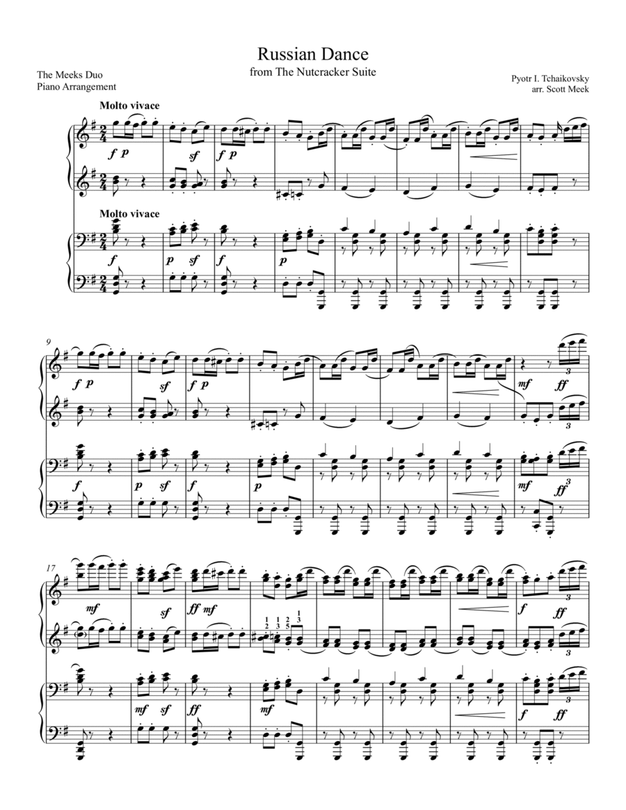 Russian Dance from The Nutcracker Piano scores gallery preview page 1
