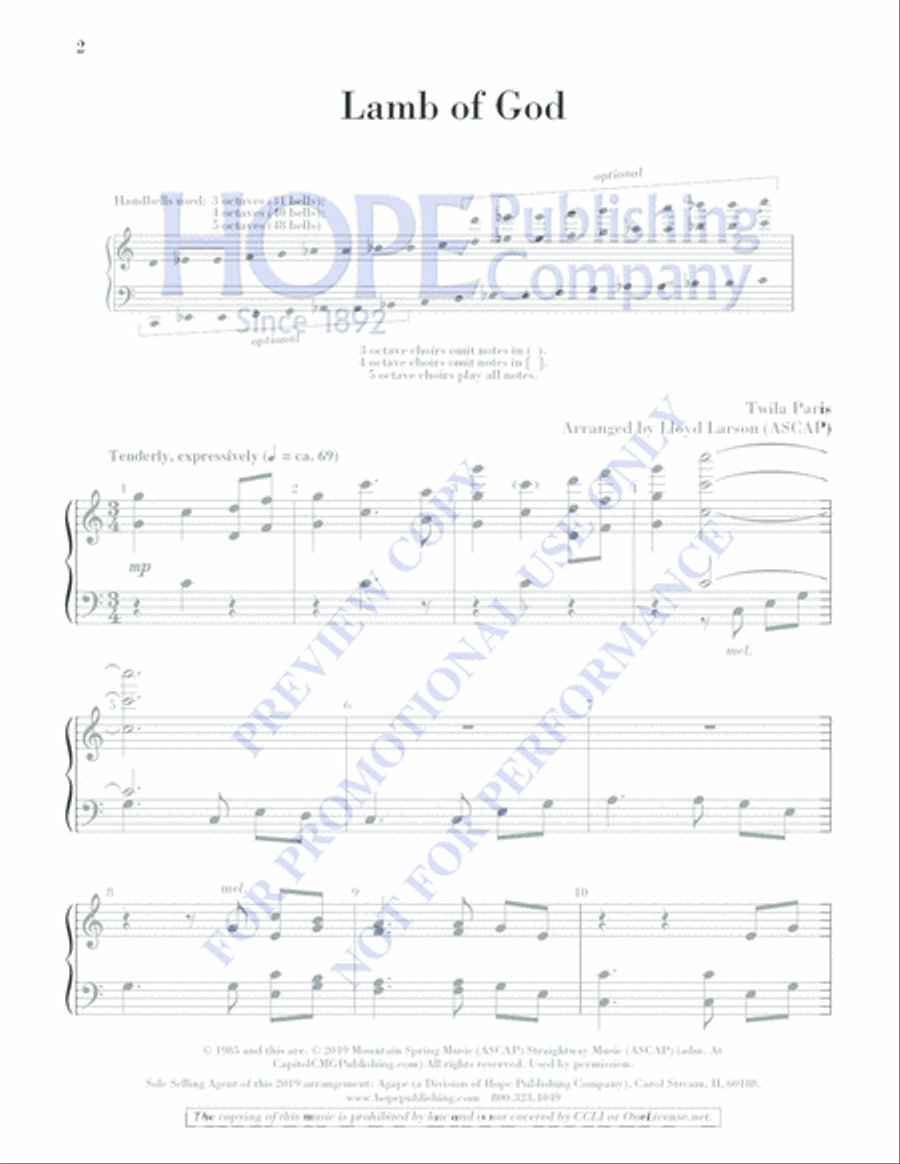 Lamb of God Lamb of God 5-Octaves scores gallery preview page 2