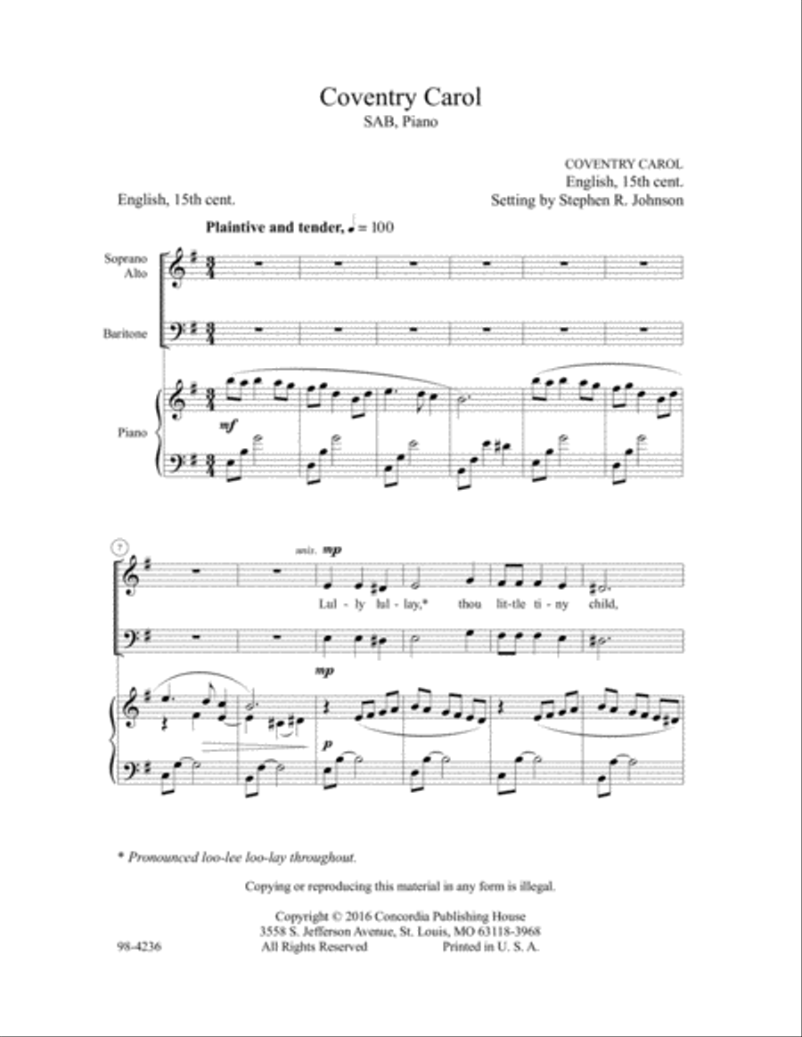 Coventry Carol (Johnson) Coventry Carol (Johnson) 3-Part scores gallery preview page 2