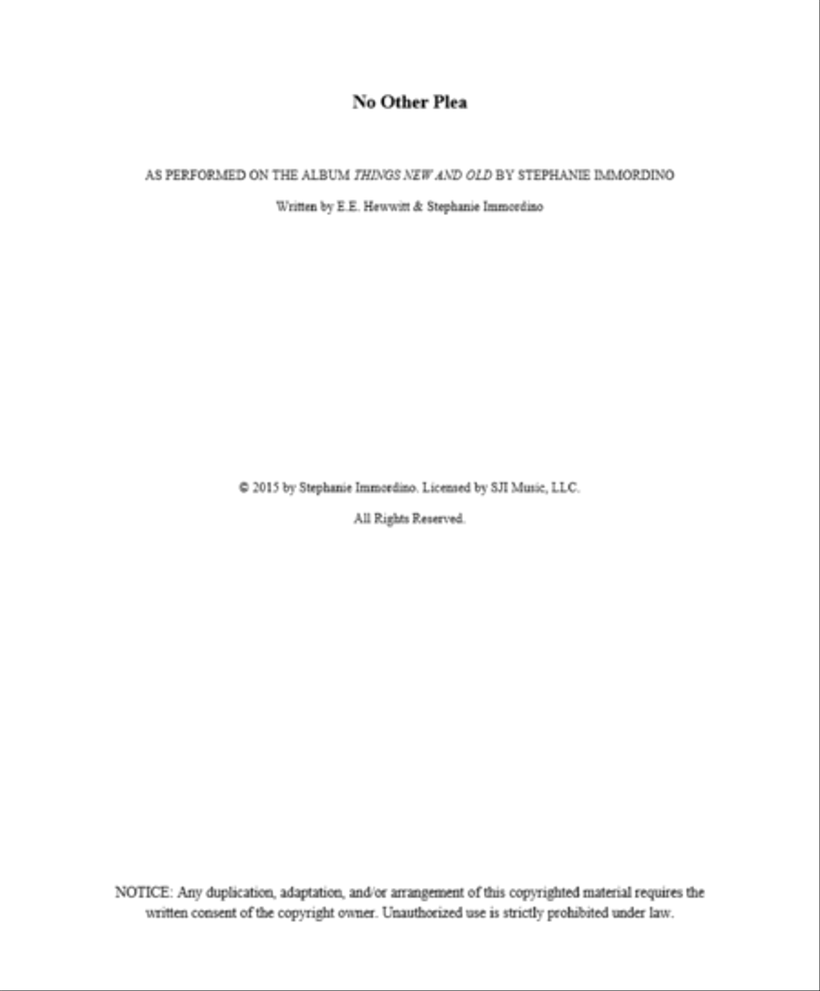 No Other Plea, for Voice and Piano (feat. Stephanie Immordino) Voice Solo scores gallery preview page 1