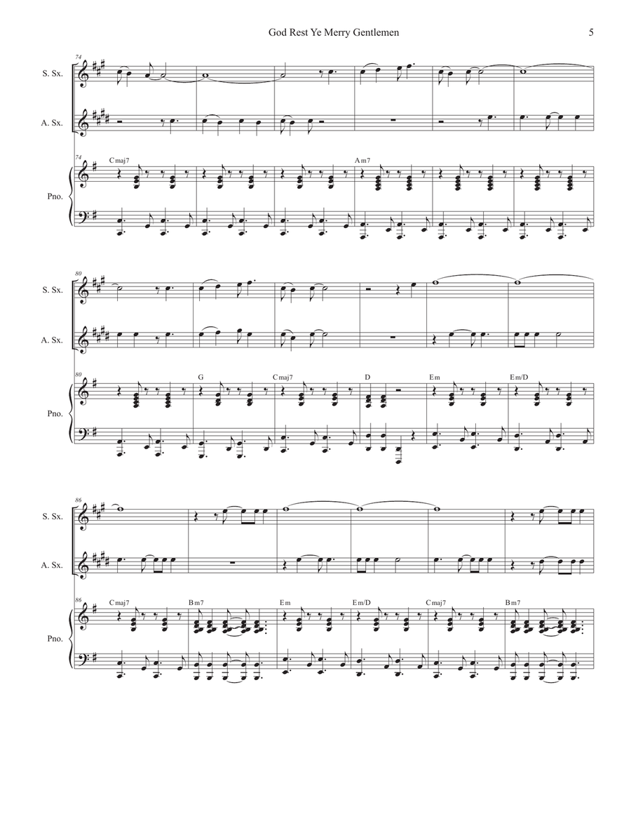 God Rest Ye Merry Gentlemen (Duet for Soprano and Alto Saxophone) Woodwind Duet scores gallery preview page 5
