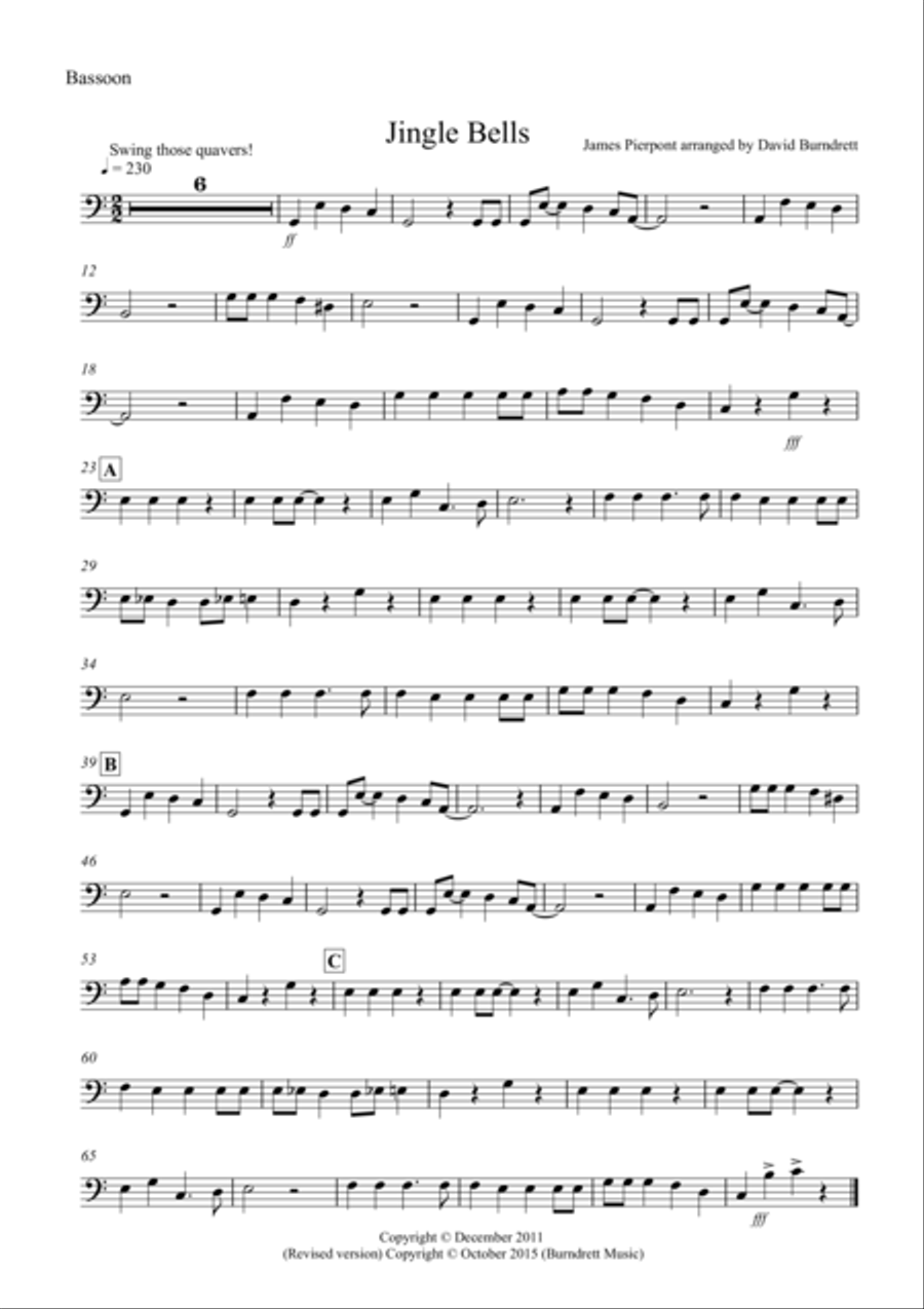 Jingle Bells (Jazzy Style) for Bassoon and Piano Woodwind Duet scores gallery preview page 4