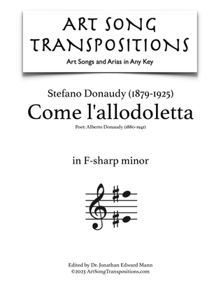 DONAUDY: Come l'allodoletta (transposed to F-sharp minor)