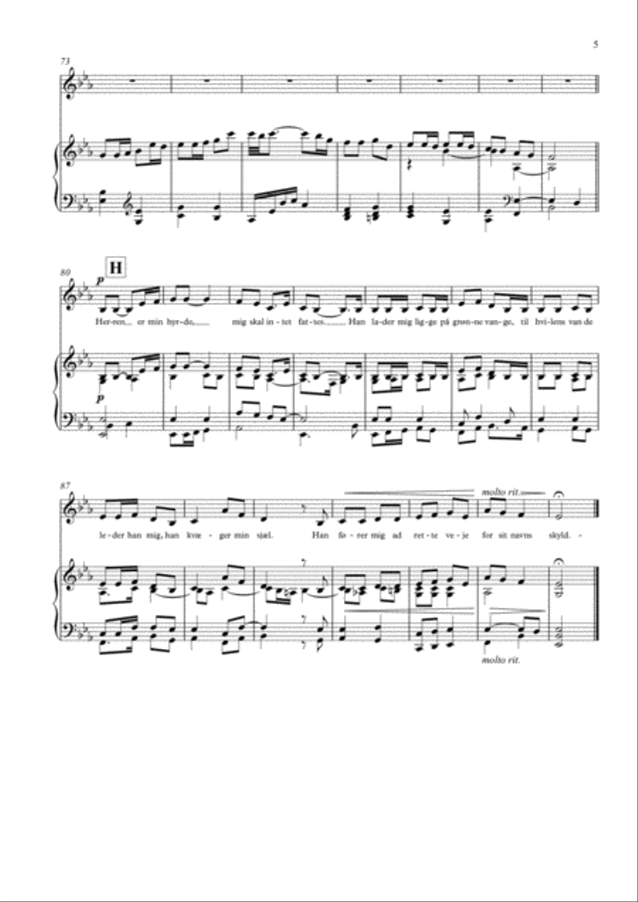 Herren er min hyrde (dyb stemme + klaver) Voice scores gallery preview page 5