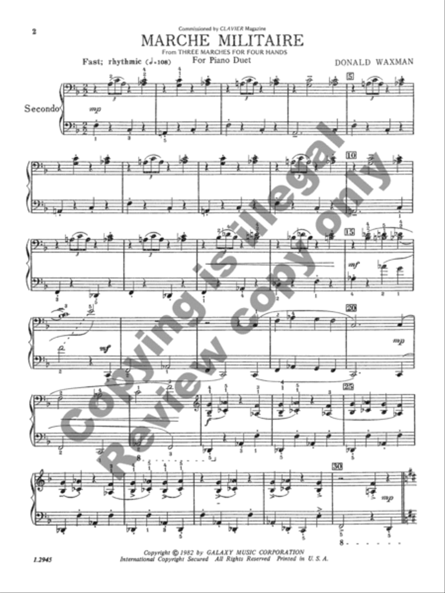 Three Marches for Four Hands Piano Duet scores gallery preview page 3
