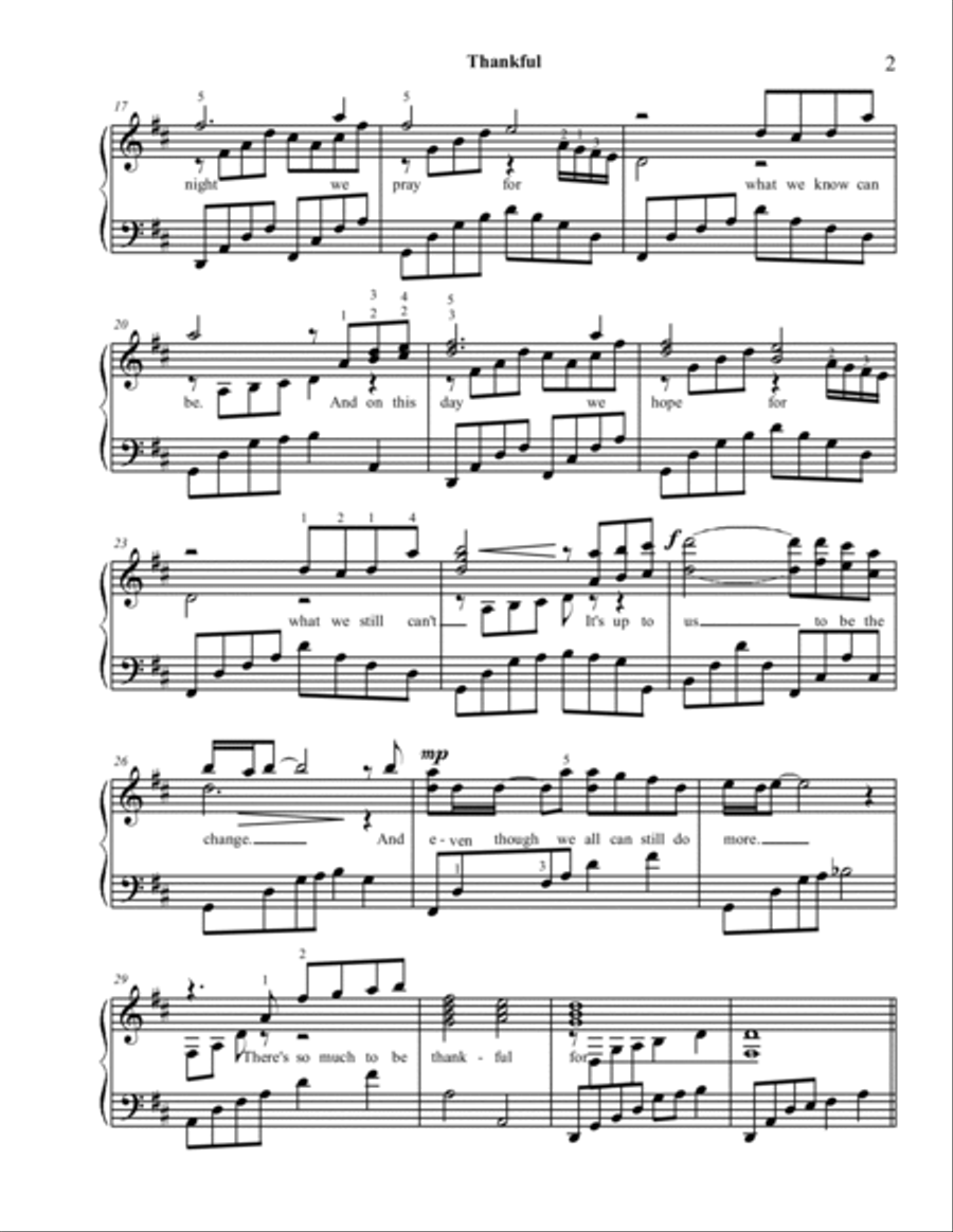 Thankful Piano Solo scores gallery preview page 3