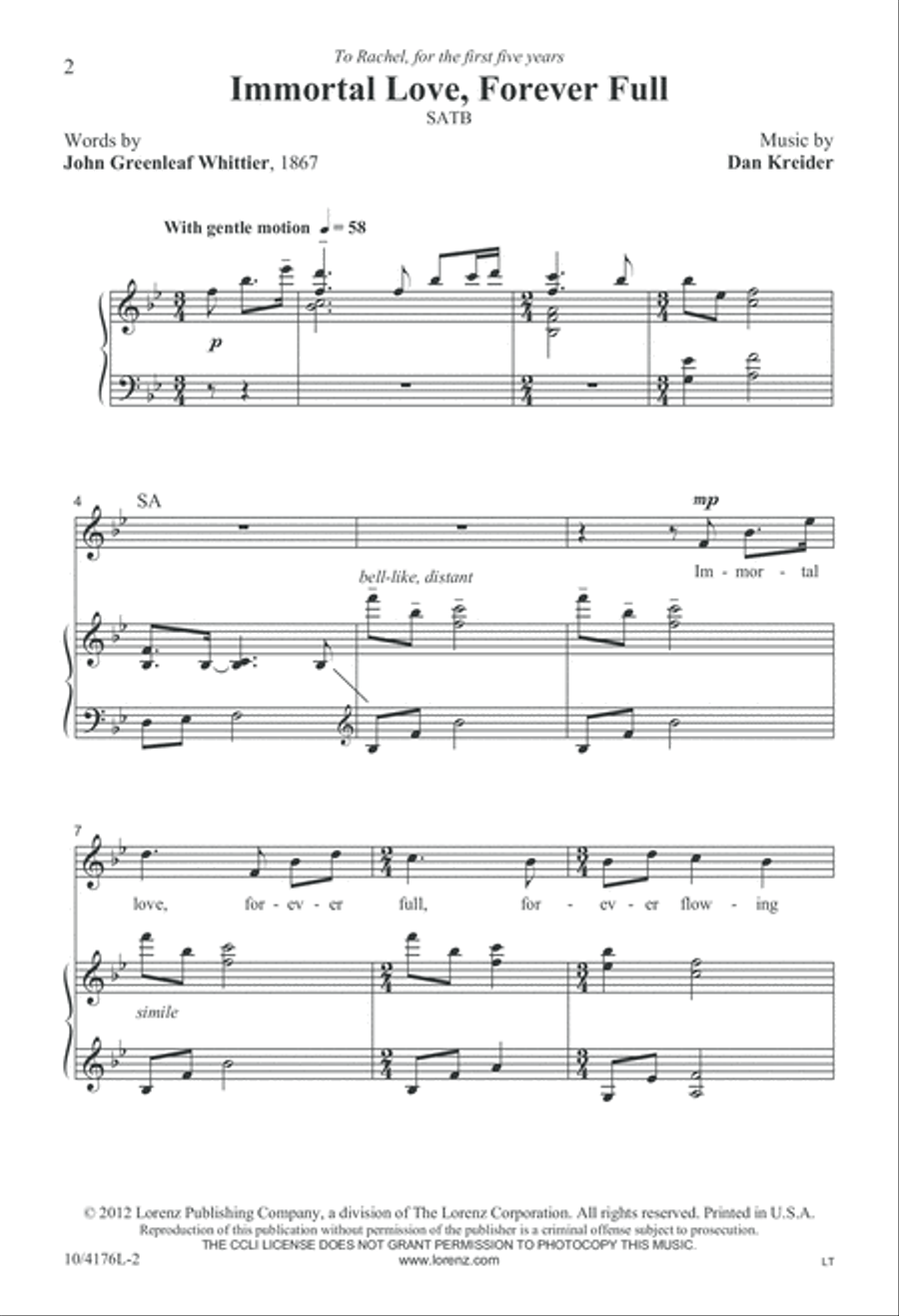 Immortal Love, Forever Full 4-Part scores gallery preview page 2