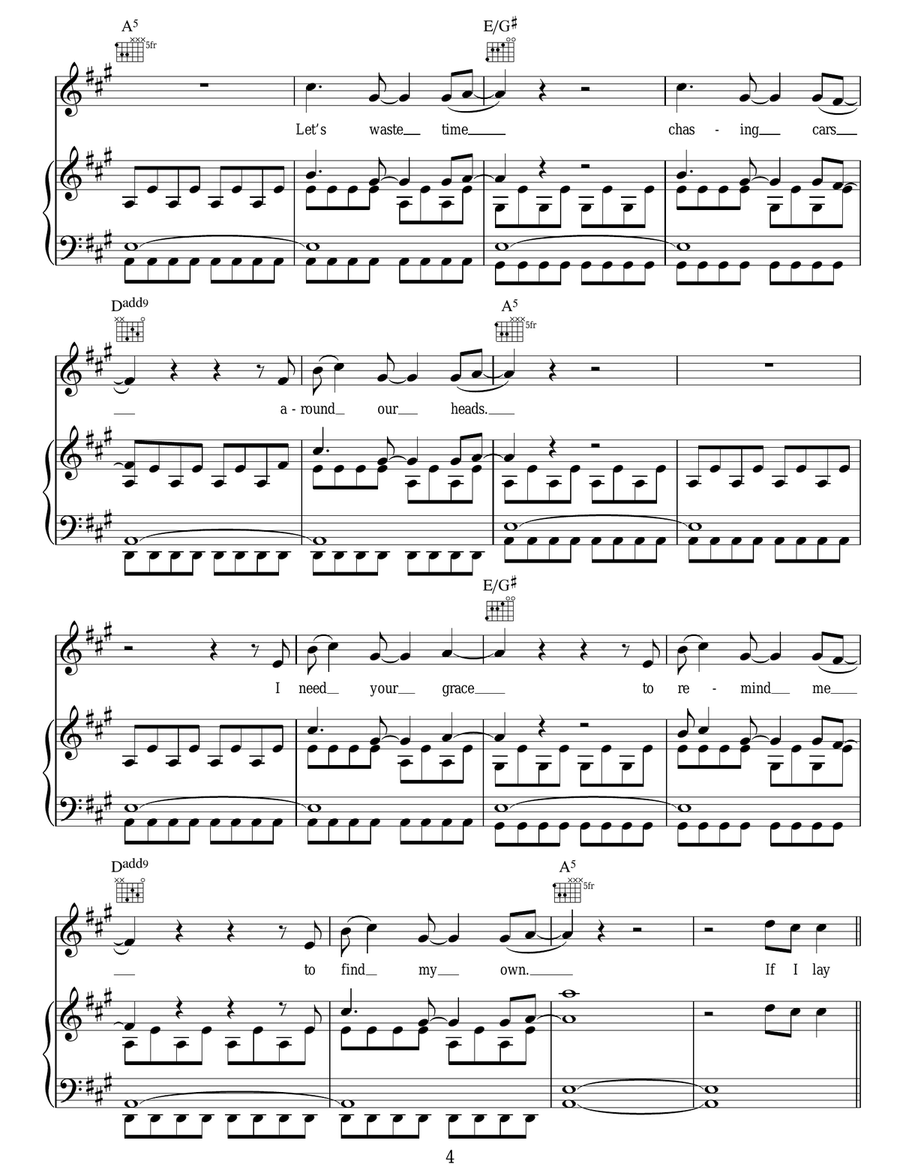 Chasing Cars Piano, Vocal, Guitar scores gallery preview page 4