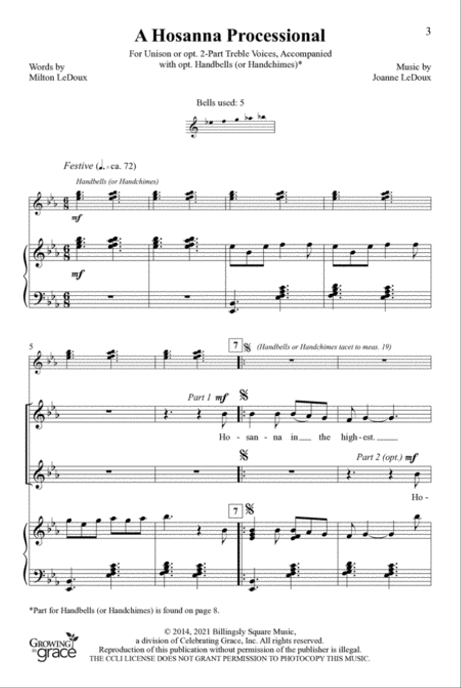 A Hosanna Processional Unison Choir scores gallery preview page 2