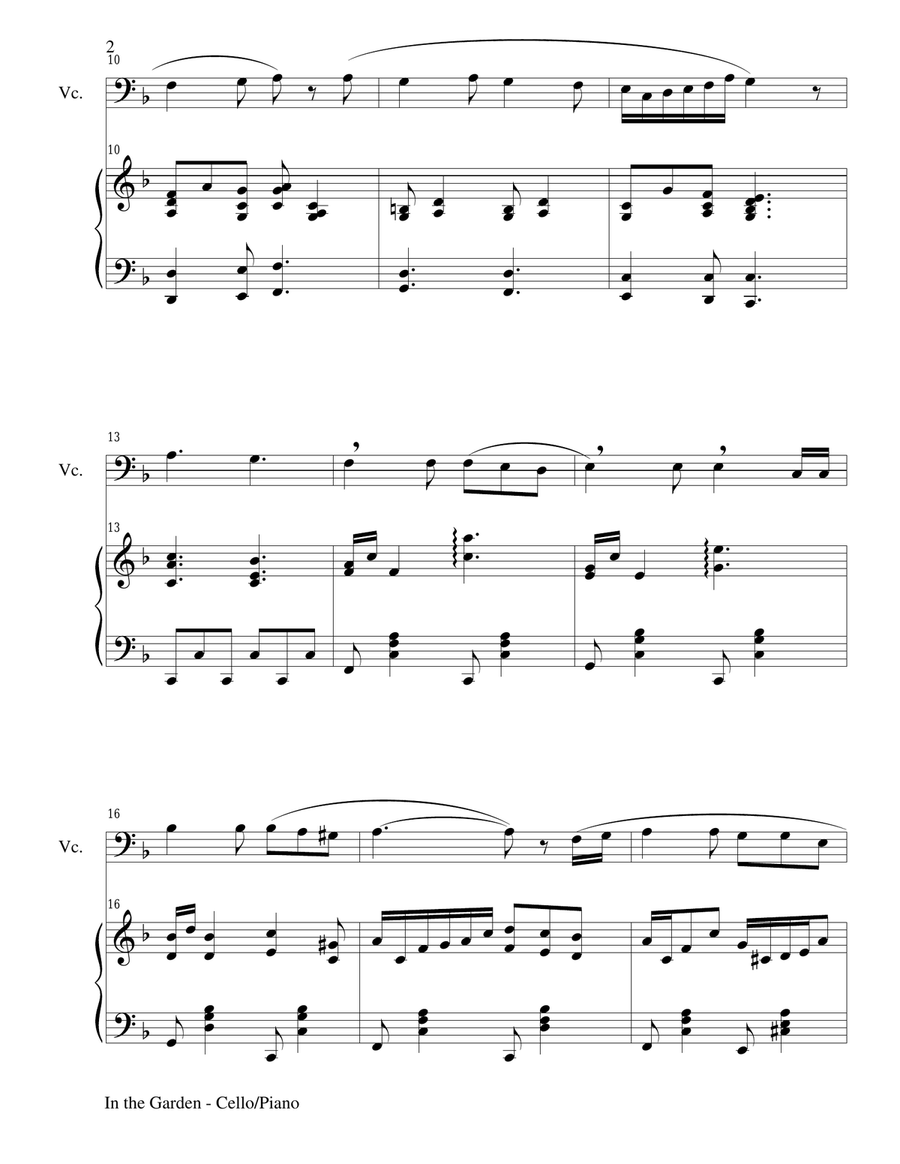 IN THE GARDEN (Cello/Piano and Cello Part) Piano scores gallery preview page 2