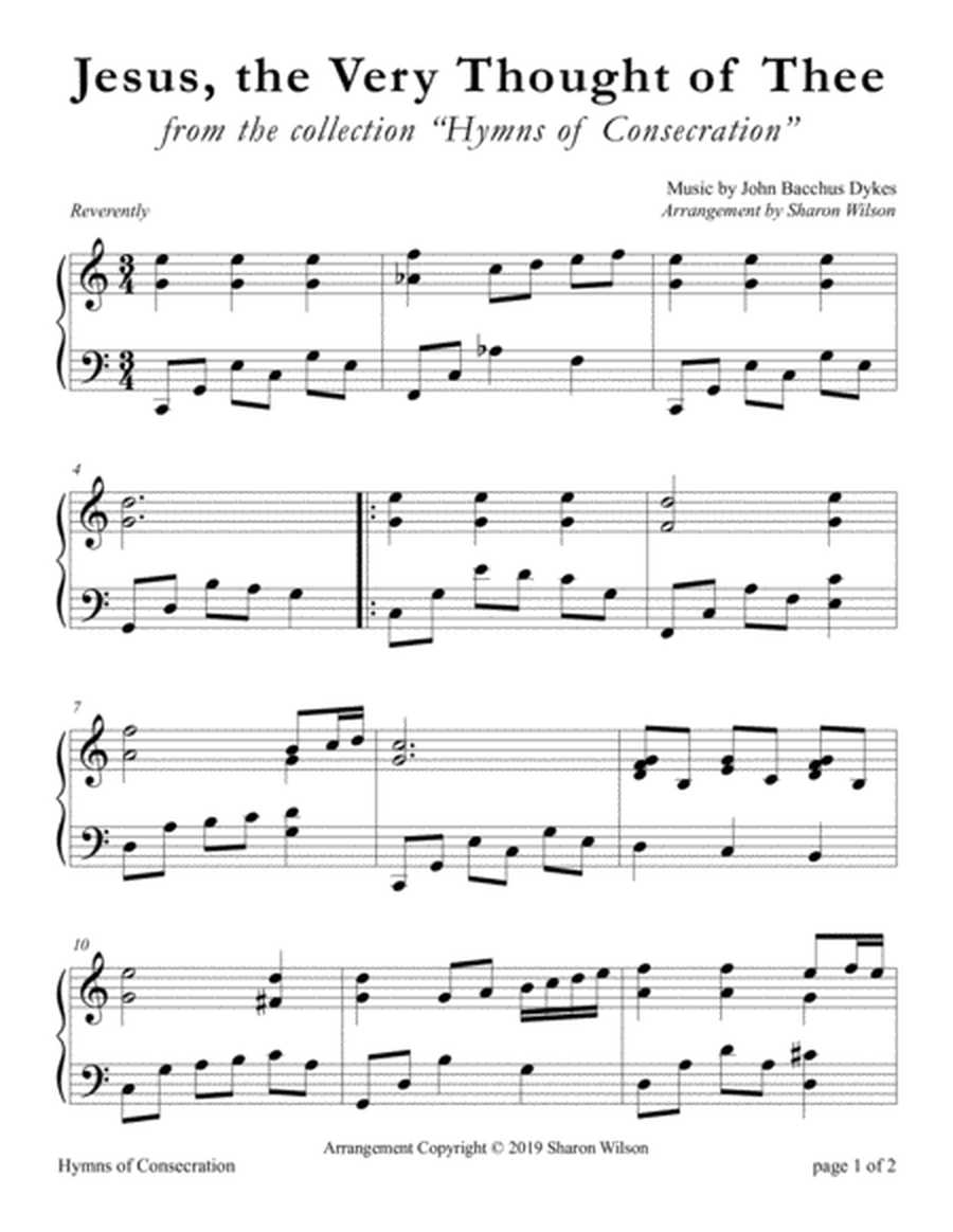 Jesus, the Very Thought of Thee (LARGE PRINT Piano Solo) image number null