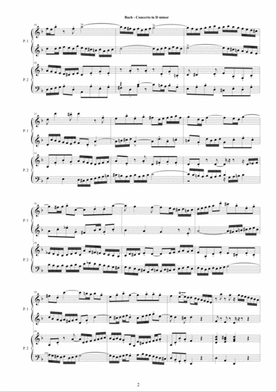 Concerto in D minor BWV 1043 for Piano Duet - Complete Piano scores gallery preview page 2