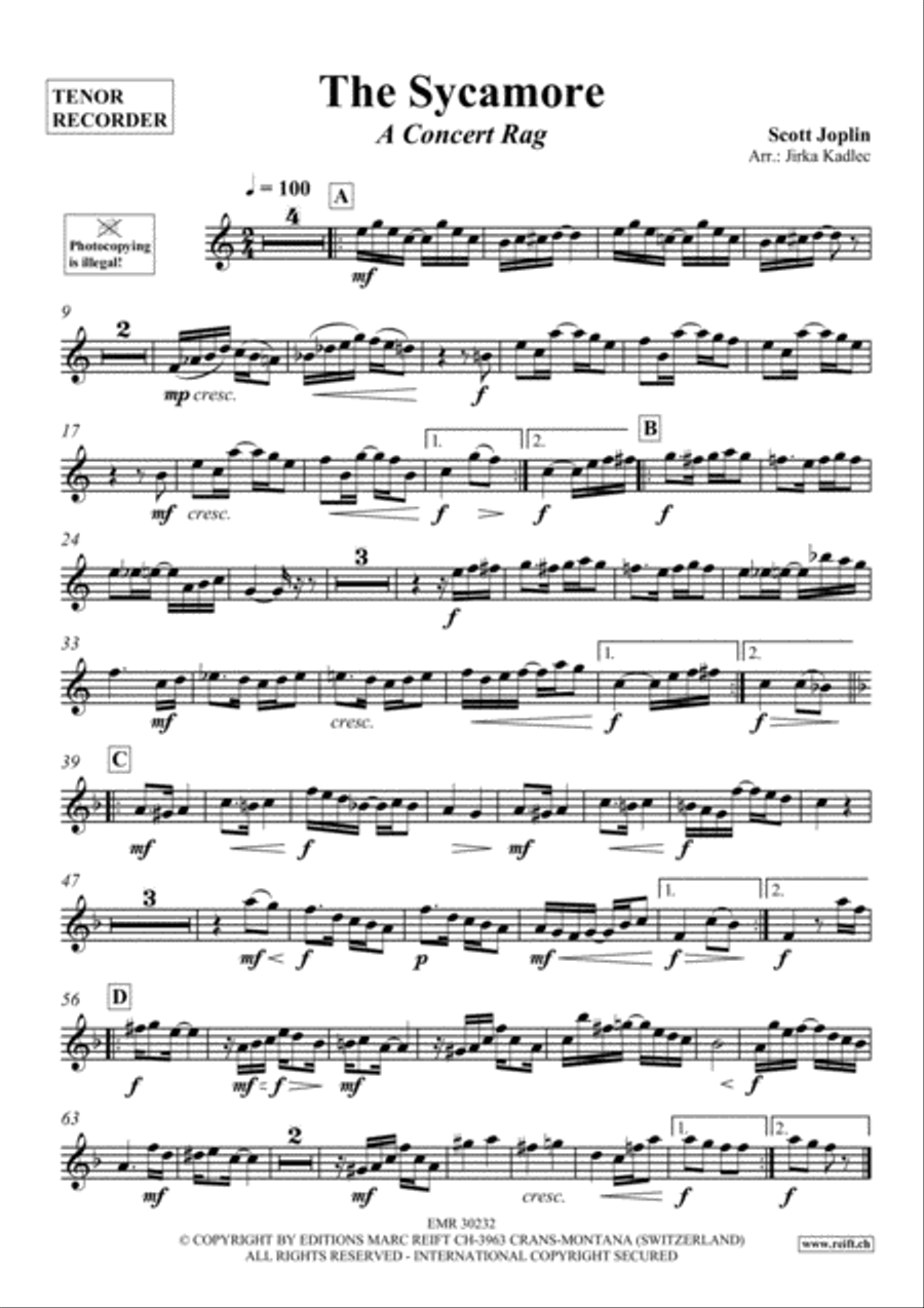 The Sycamore The Sycamore Tenor Recorder scores gallery preview page 2