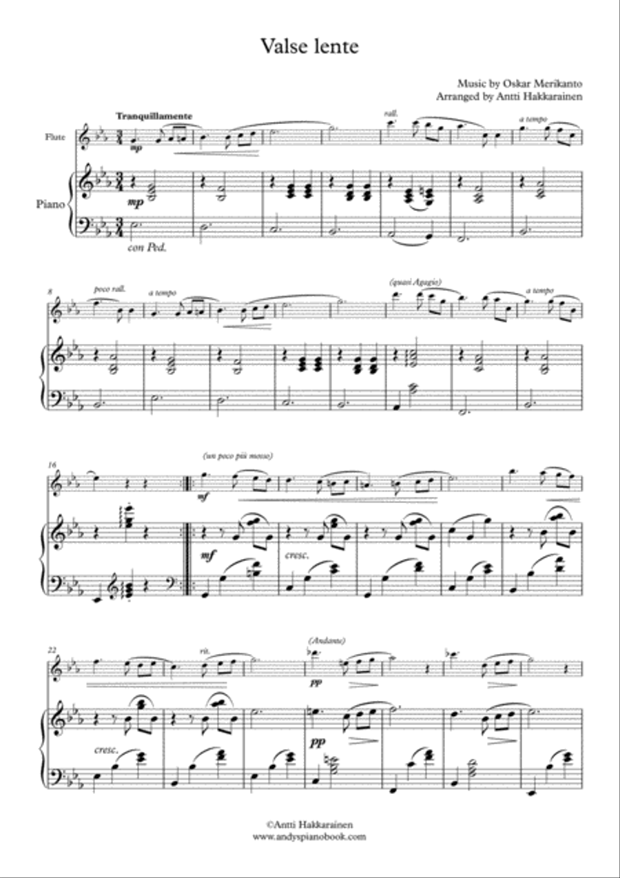 Valse Lente - Flute & Piano Flute Solo scores gallery preview page 2