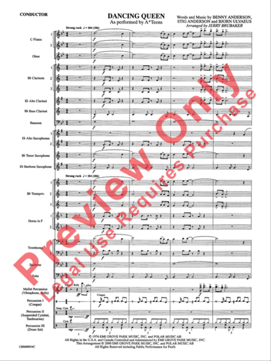 Dancing Queen Concert Band scores gallery preview page 4
