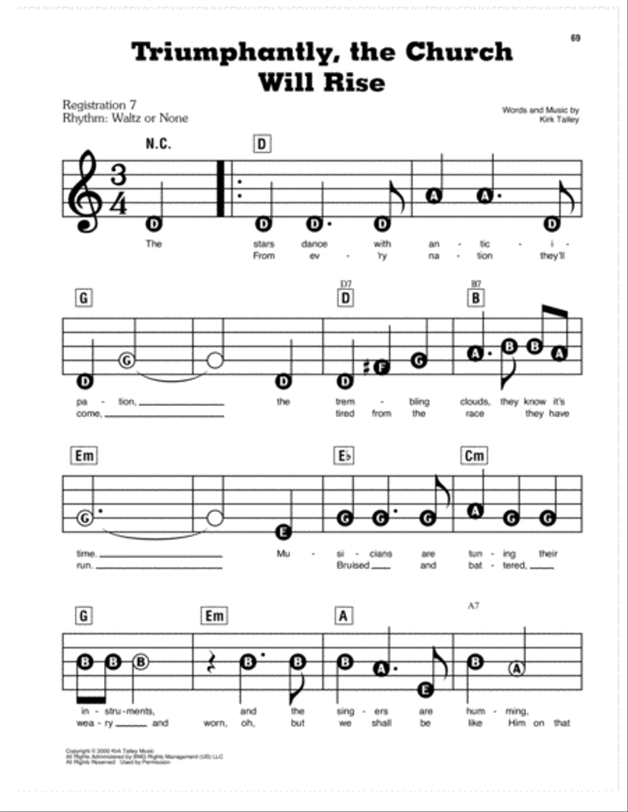 Triumphantly, The Church Will Rise Electronic Keyboard scores gallery preview page 1