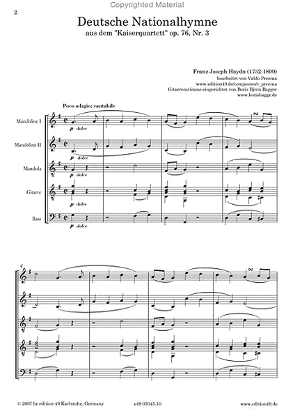 Deutsche Nationalhymne aus dem Kaiserquartett op. 76, Nr. 3