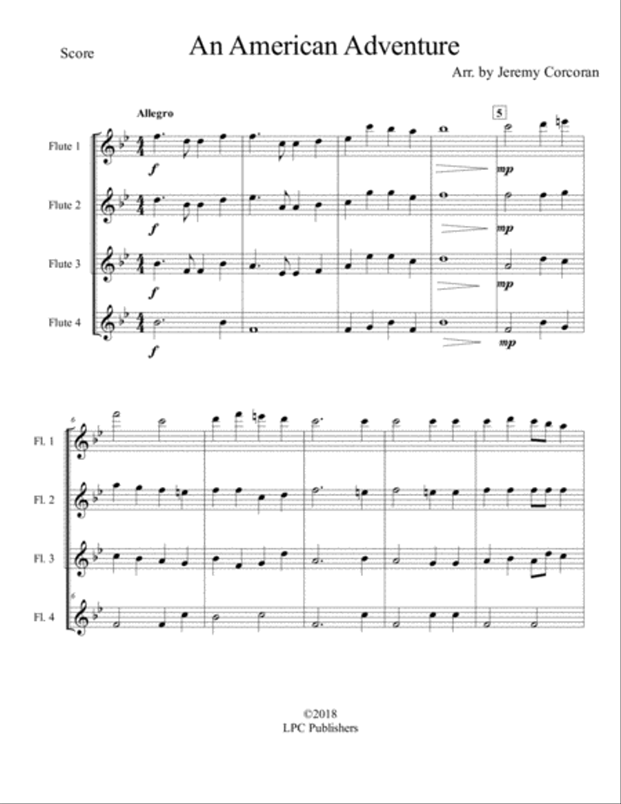 An American Adventure for Flute Quartet Flute Quartet scores gallery preview page 2