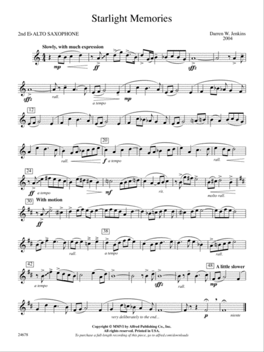 Starlight Memories: 2nd E-flat Alto Saxophone Concert Band scores gallery preview page 1