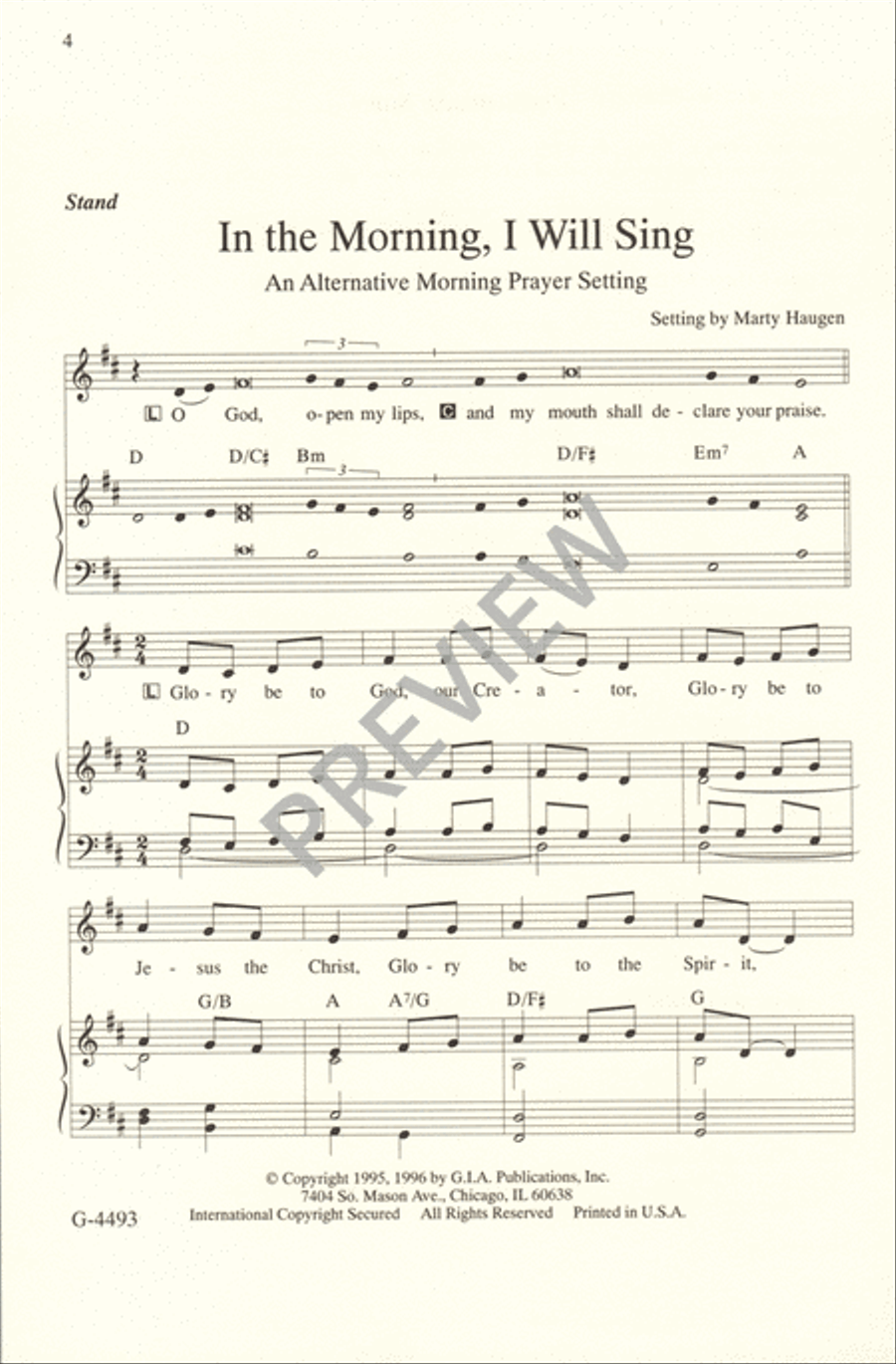 In the Morning I Will Sing Unison Choir scores gallery preview page 6
