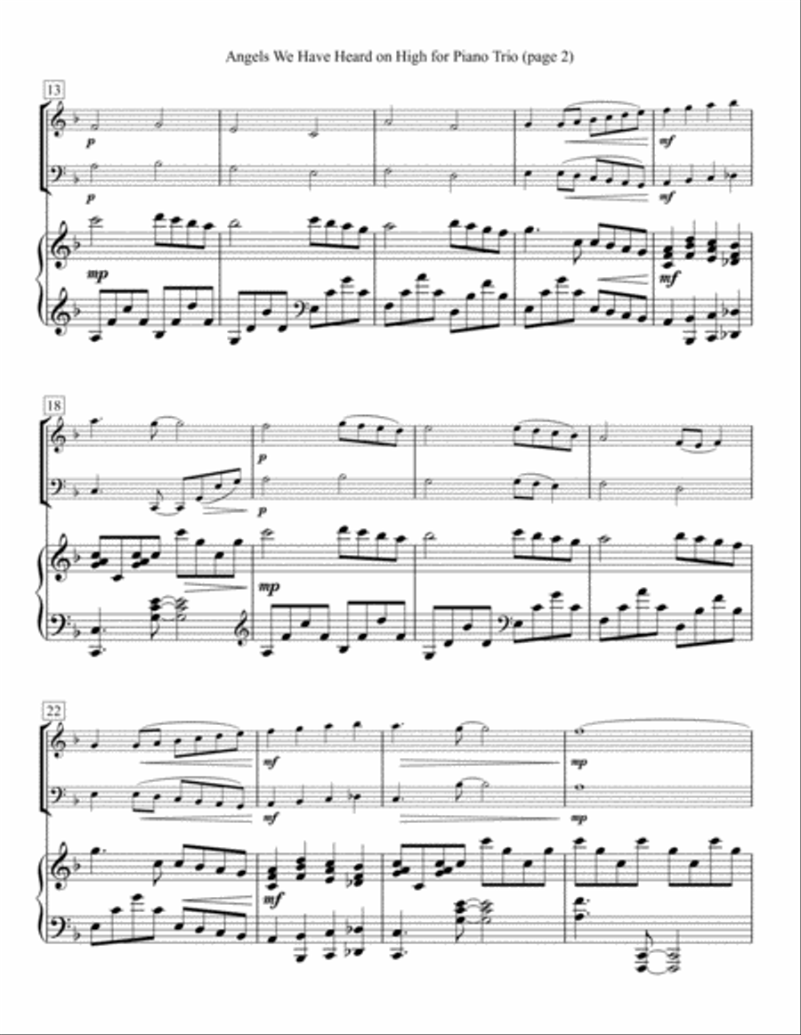 Angels We Have Heard on High for Piano Trio Piano Trio scores gallery preview page 2