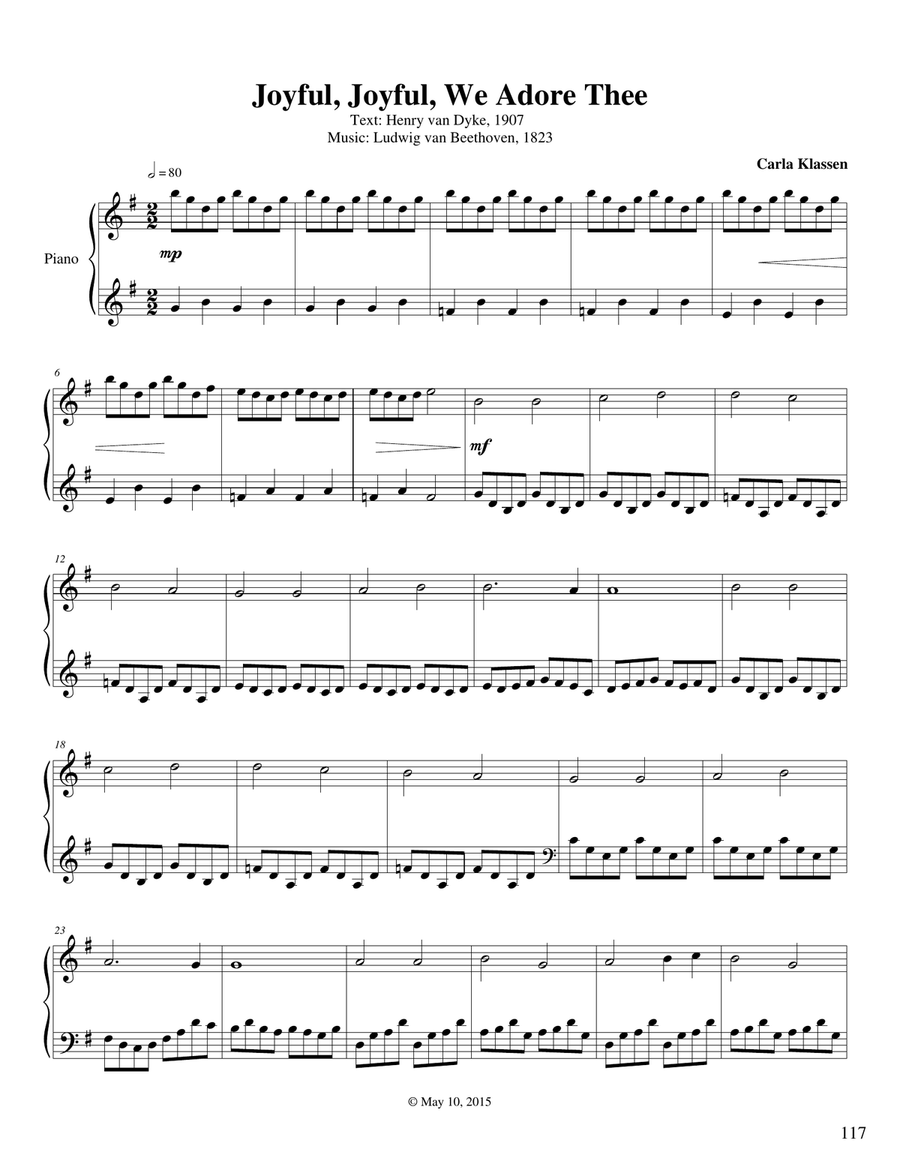 Joyful, Joyful, We Adore Thee Piano Solo scores gallery preview page 1