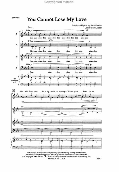 You Cannot Lose My Love - SATB divisi Octavo image number null