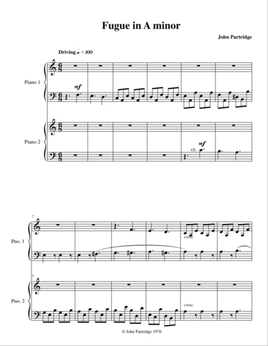 Five Voice Fugue in A Minor Voice scores gallery preview page 1