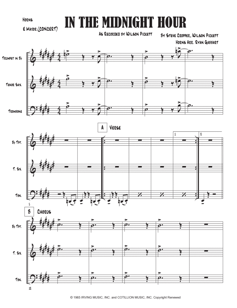 In The Midnight Hour Tenor Saxophone scores gallery preview page 1