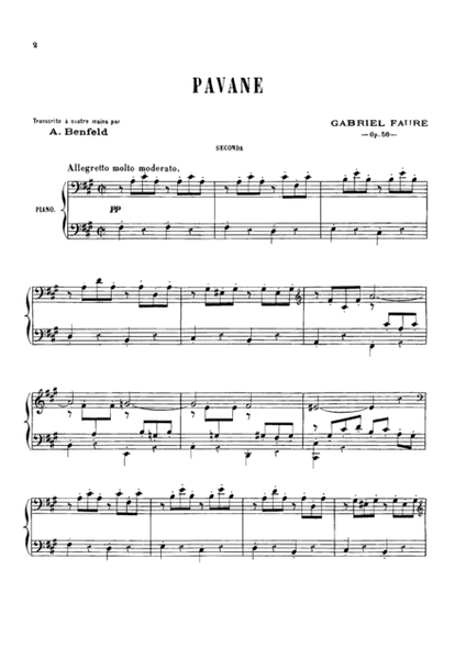 Faure Pavane, for piano duet(1 piano, 4 hands), PF801