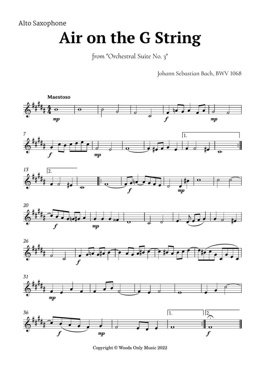5 Famous Songs by Bach for Saxophone Quartet Saxophone Quartet scores gallery preview page 6