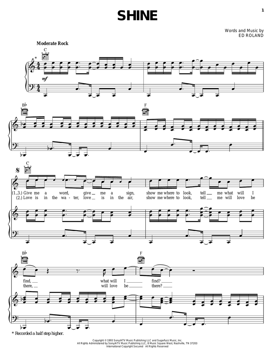 Shine Piano, Vocal, Guitar scores gallery preview page 1