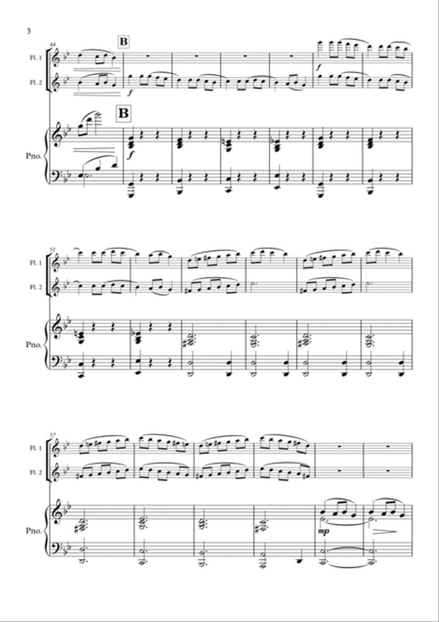 Carol Of The Bells - 2 Flutes & Piano Flute Duet scores gallery preview page 4