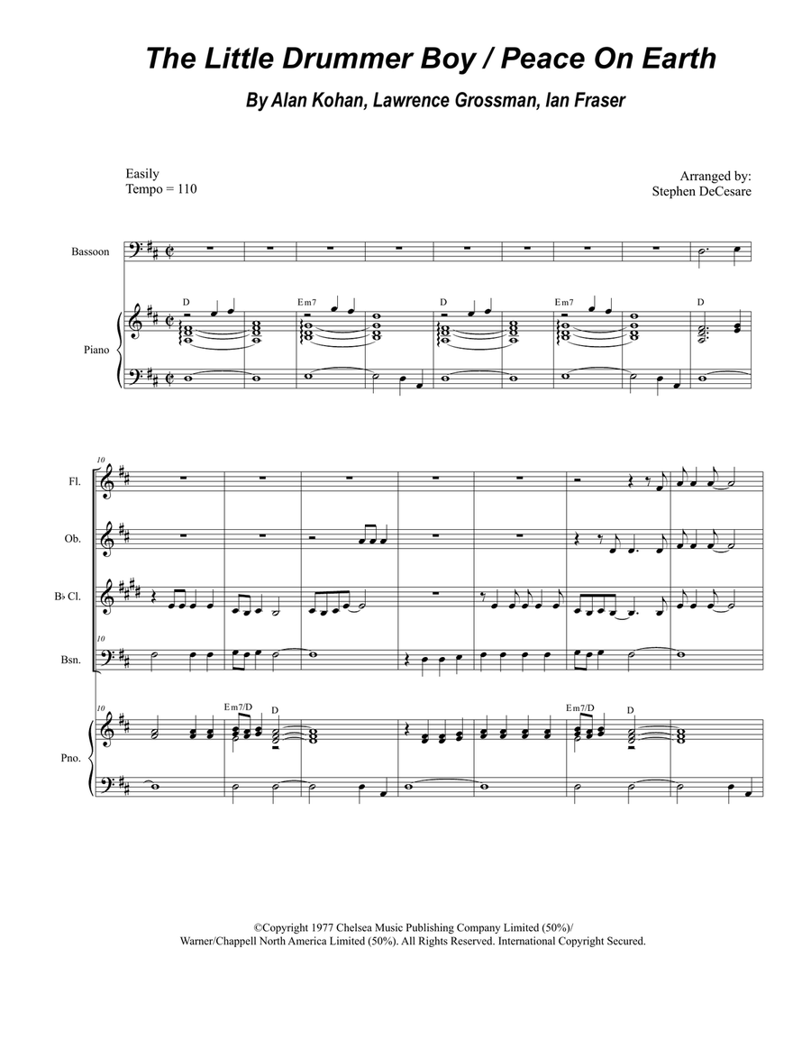 Peace On Earth Woodwind Quartet scores gallery preview page 1