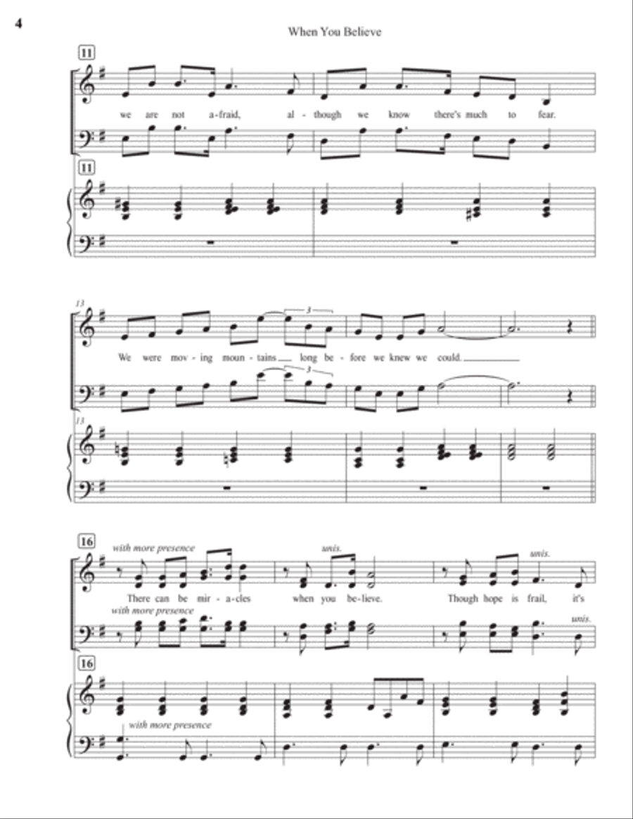 When You Believe 4-Part scores gallery preview page 4