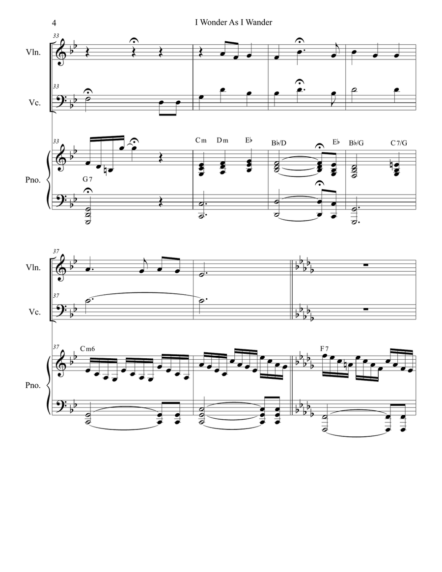 I Wonder As I Wander I Wonder As I Wander Piano Trio scores gallery preview page 4