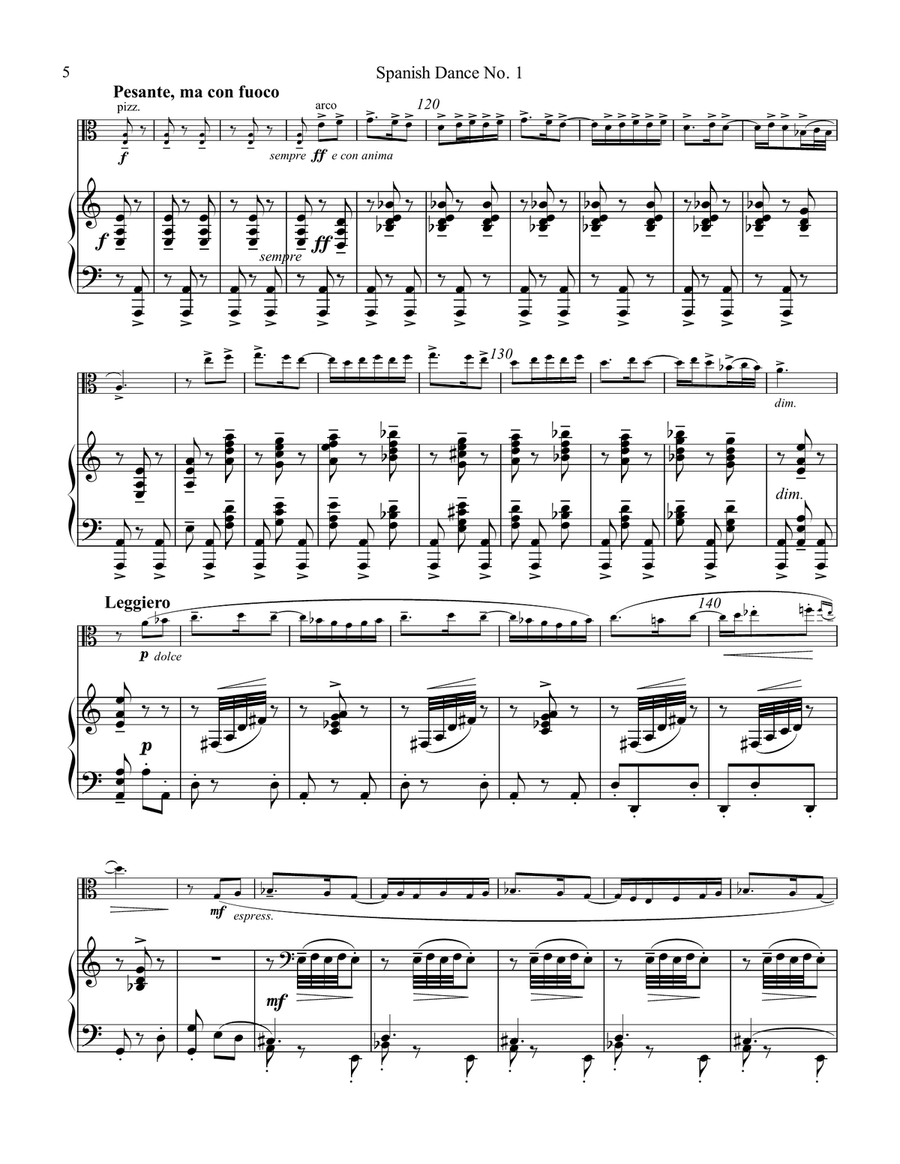 Spanish Dance No. 1, Danza from La vida breve for viola and piano Piano scores gallery preview page 6
