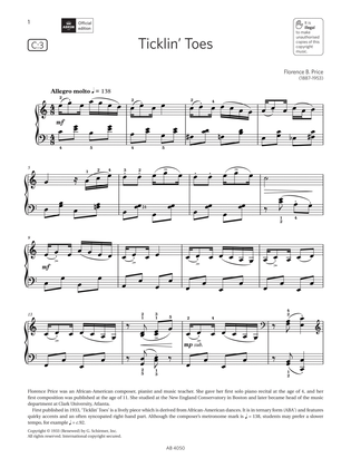 Book cover for Ticklin Toes (Grade 4, list C3, from the ABRSM Piano Syllabus 2023 & 2024)
