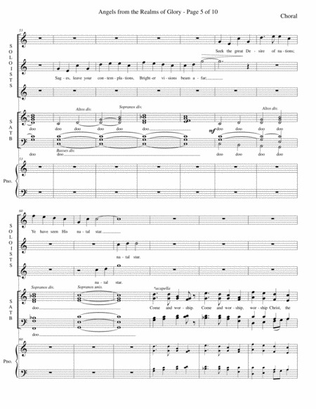 Angels from the Realms of Glory - Soprano trio with SATB and piano image number null