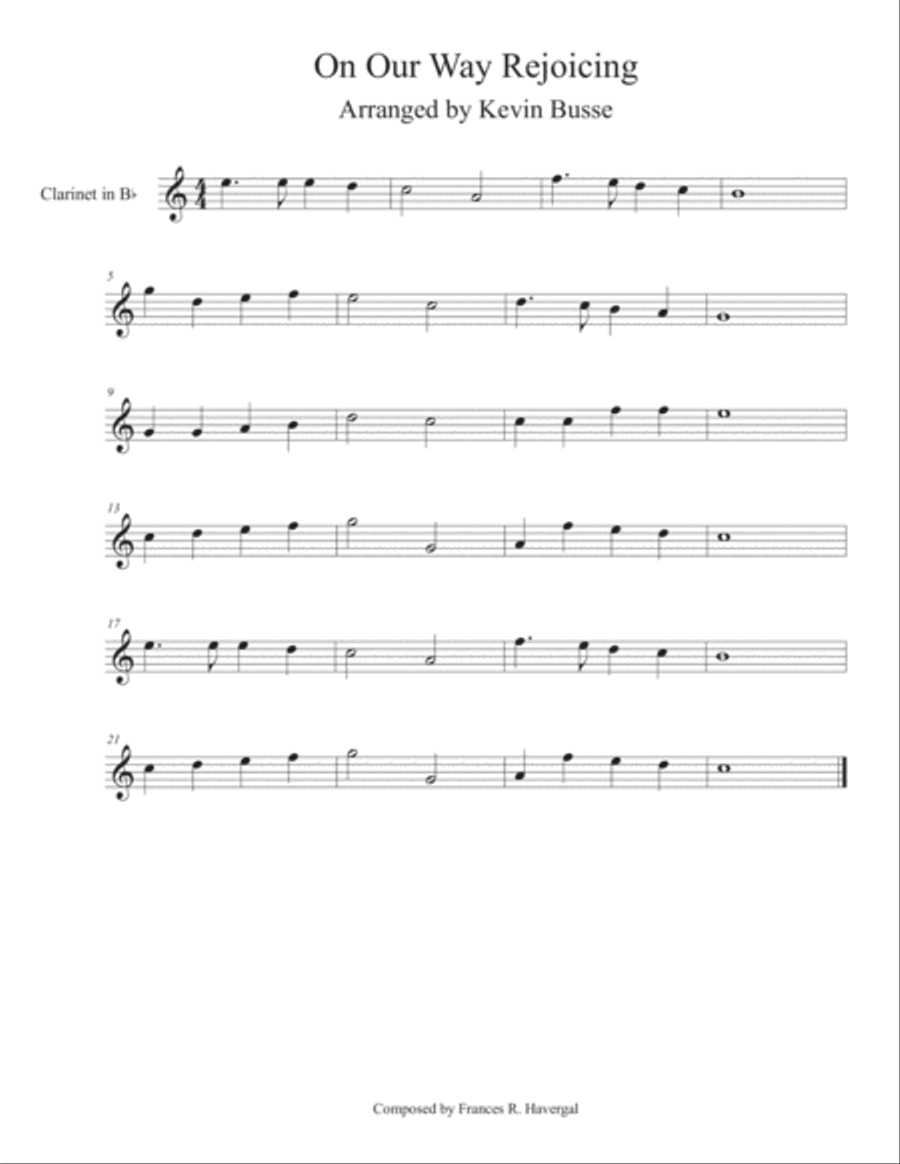 On Our Way Rejoicing (Easy key of C) - Clarinet Clarinet Solo scores gallery preview page 1