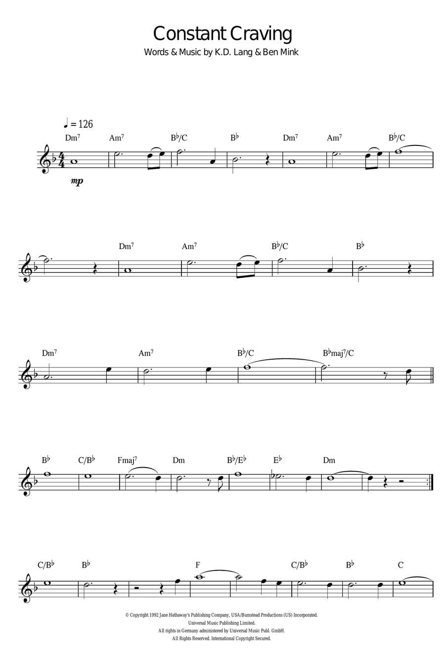 Constant Craving Alto Saxophone scores gallery preview page 1