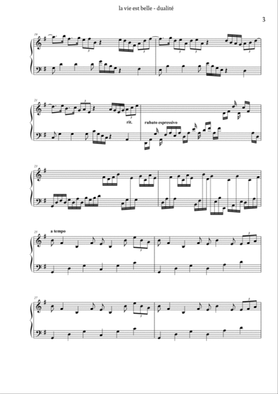 Dualité (La vie est belle) Piano Solo scores gallery preview page 3